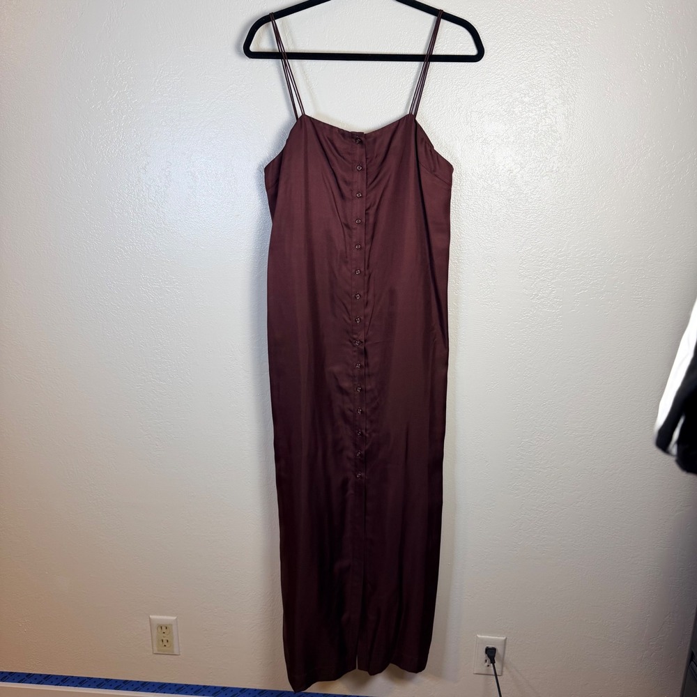 New Loulou Studio Women's XL Vabea 100% Silk Maxi Dress Burgundy Luxury Parisian